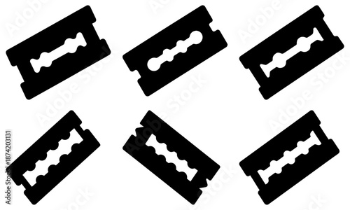 Razor Blade Silhouettes on White Background blades sharp