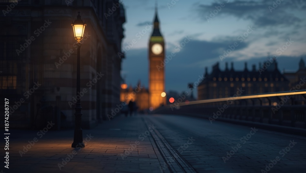 Fototapeta premium Abbey Road streetlight captured vertically in Westminster, highlighting city lighting features, World Urban Day