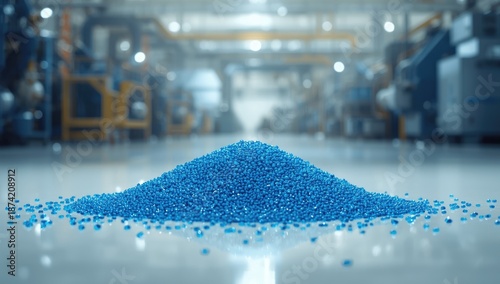 Plastic pellets with blue c...