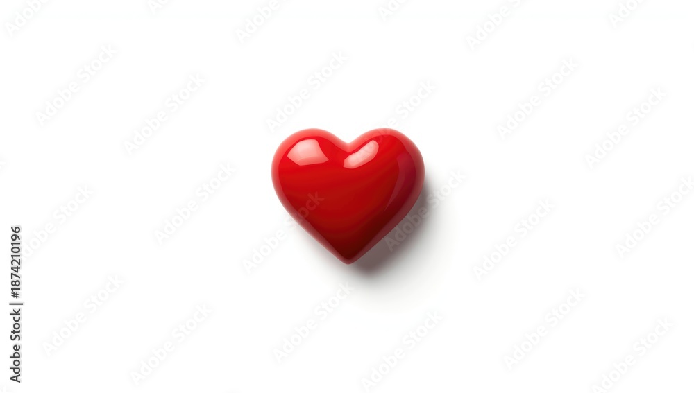 Fototapeta premium Macro shot of a red heart on a white background highlighting cardiovascular health, World Heart Day