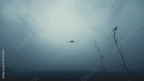 Approaching aircraft amid t...
