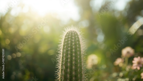 Green cactus with thorny ne...