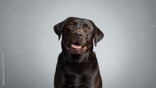 Black Labrador dog in a par...