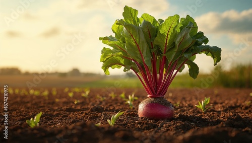 Beets with vibrant leaves g...