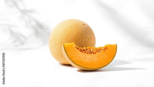 Fresh cantaloupe melon on a...