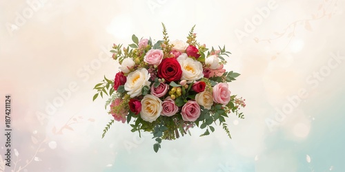 Bohemian floral arrangement featuring roses designed for wedding stationery and event announcements, wedding planning
