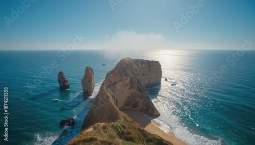 Seaside cliffs illuminated ...