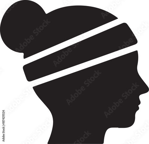 Headband icon in silhouette white background.