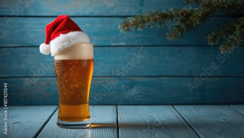 Glass of Christmas ale plac...