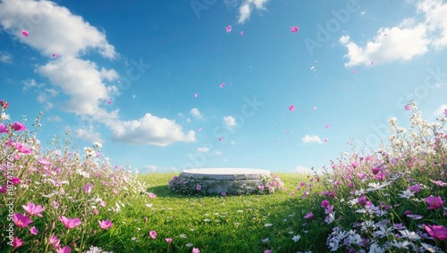 Springtime flower field wit...
