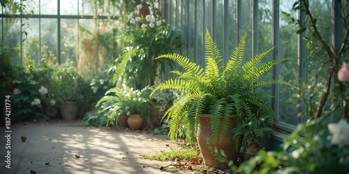 Potted Nephrolepis fern use...