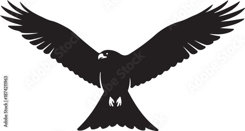 kite bird art icon in silhouette white background. 