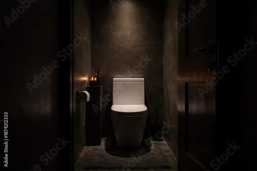 Shadowy bathroom scene show...