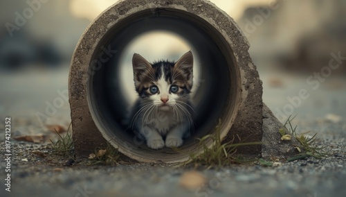 A small stray kitten seekin...