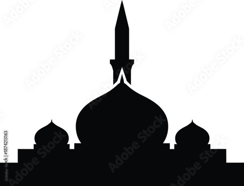 mosque silhouette with minarets and domes