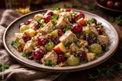 Rustic plate filled with ch...