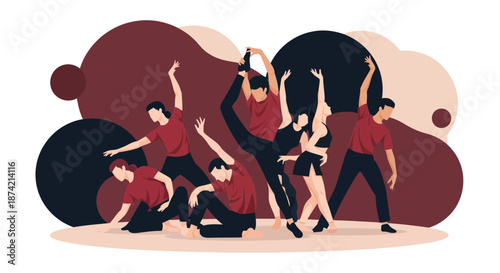 Group of Diverse People Dancing Together Joyfully.