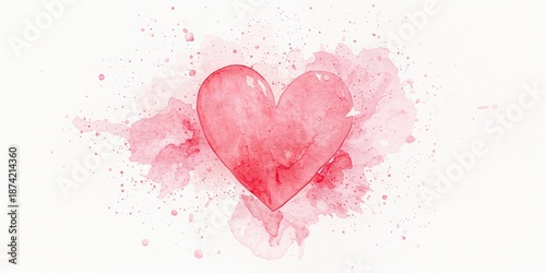 Watercolor painting with pink hearts as a romantic background, suitable for themed layouts and cards