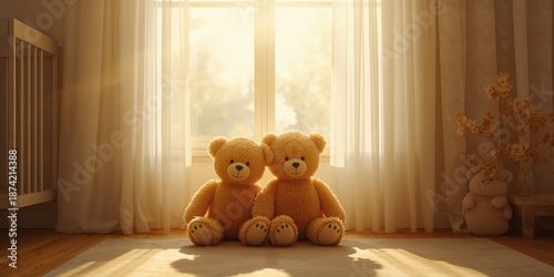Plush teddy bears positione...