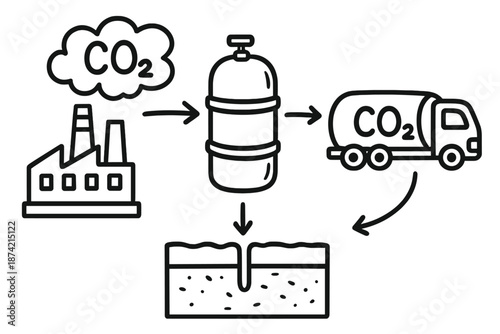 Process of capturing carbon dioxide from factories and transporting it for storage underground