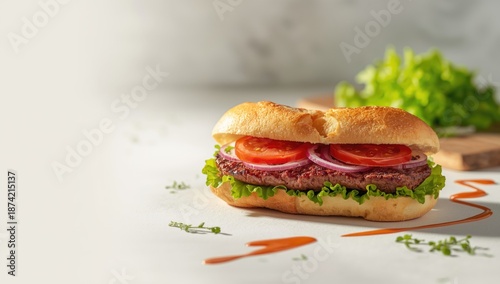Beef cutlet sandwich layere...