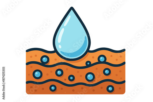 Water droplet falling on sand surface with bubbles visible beneath the surface during daytime