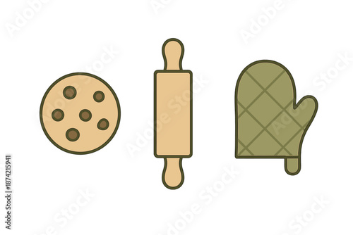 Baking tools and cookie design for a home kitchen setup with tools for creating baked goods