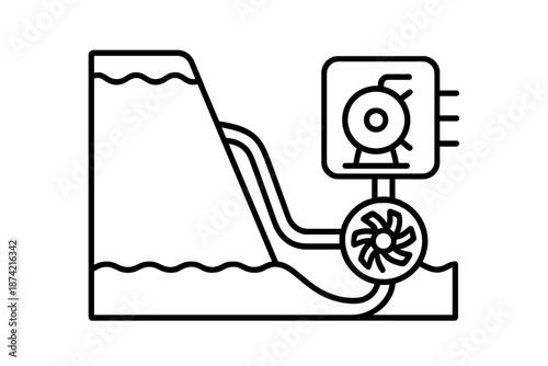 Water flow system with turbine and generator for energy production in renewable energy projects