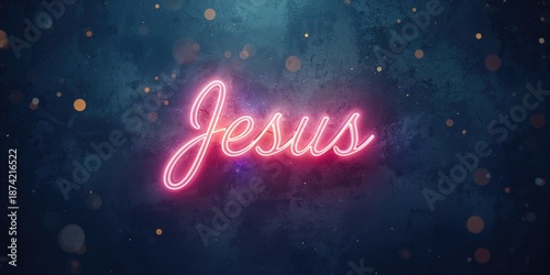 Neon Jesus text art, emphas...