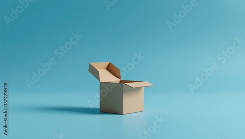 Open cardboard box placed o...