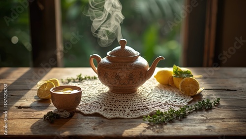 A classic lemon tea in eart...