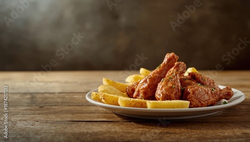 Fried chicken wings and fri...