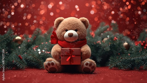 Holiday season gift box on boxing day, decorative packaging for Christmas