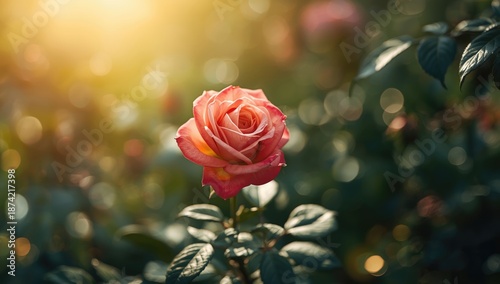 Vivid rose blossom in a lus...