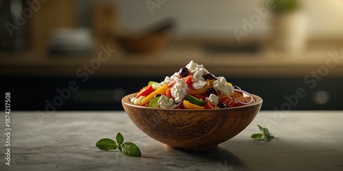 Greek salad featuring feta ...