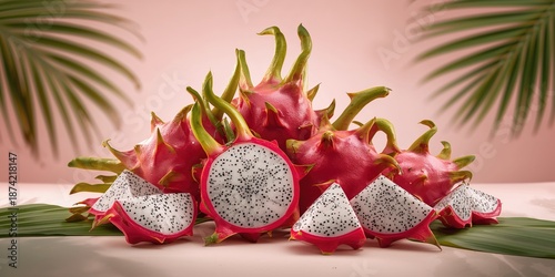 Dragon fruit or pitaya piec...