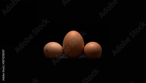 A trio of chicken eggs with...