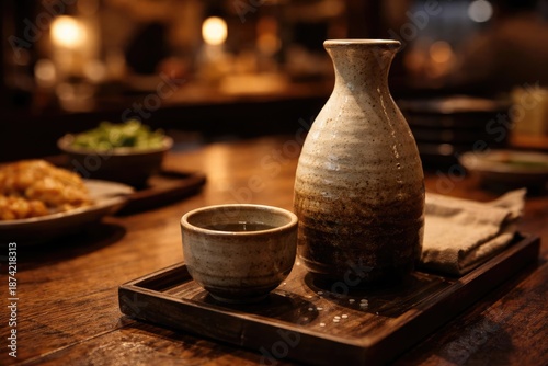 Ceramic sake bottle and cup...