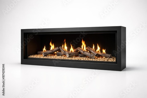 Decorative gas fireplace on...