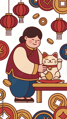 Chinese New Year Celebration with Lucky Cat