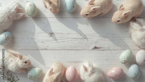 Pastel Easter eggs and deco...