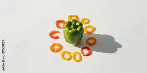 Sliced green, yellow, and r...
