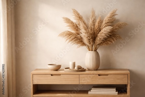 Japandi style wall mockup s...