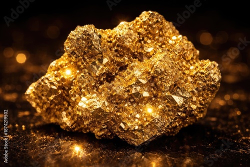 Gold mineral piece with spa...