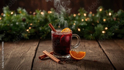 Warm spiced wine with orang...