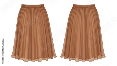 Elegant Pleated Skirt Design Showcase Minimalist Apparel Fashion Illustration
