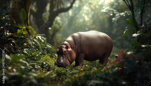 Herbivorous pygmy hippopota...