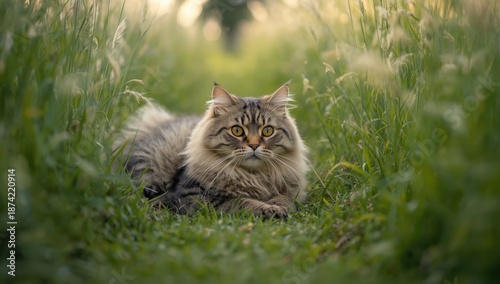 Close-up of a plump striped...