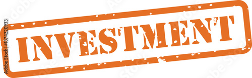 Orange investment rubber stamp isolated on transparent background