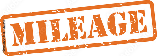 Orange mileage stamp with white background